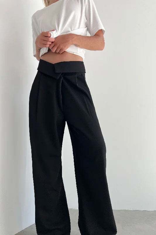 FOLD-OVER WAIST WIDE LEG PANT