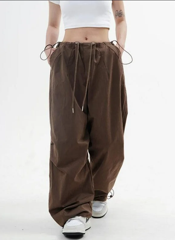 Drawstring Waist Wide leg Parachute Pants