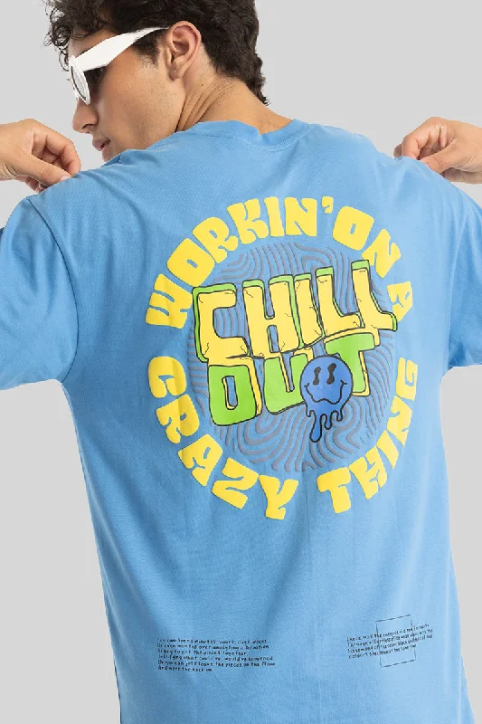 Chill Out Blue Oversized T-Shirt