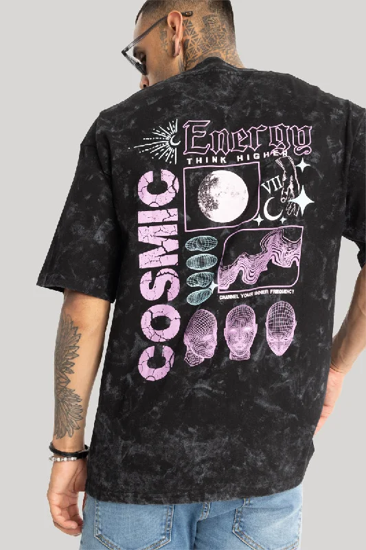 Cosmic Energy Black Oversized T-Shirt