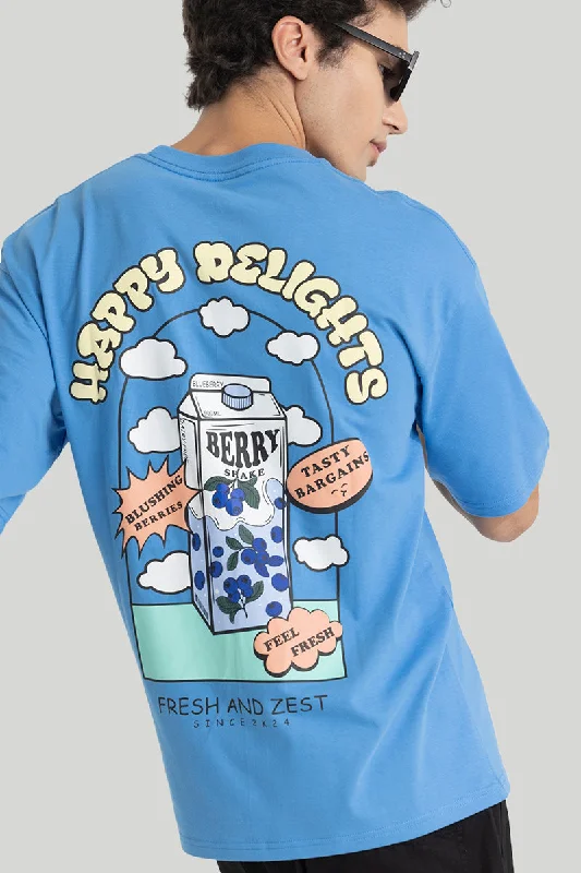 Happy Delights Blue Oversized T-Shirt