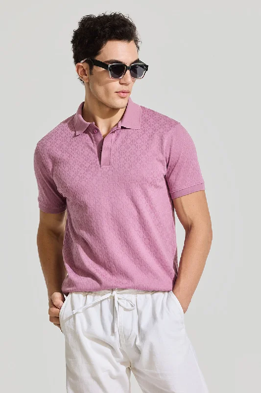 Mauve Textured Polo T-Shirt