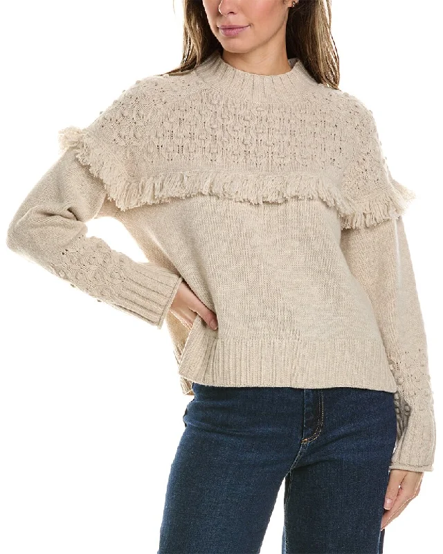 Alashan Cashmere Rosebud Fairisle Fringe Wool Sweater