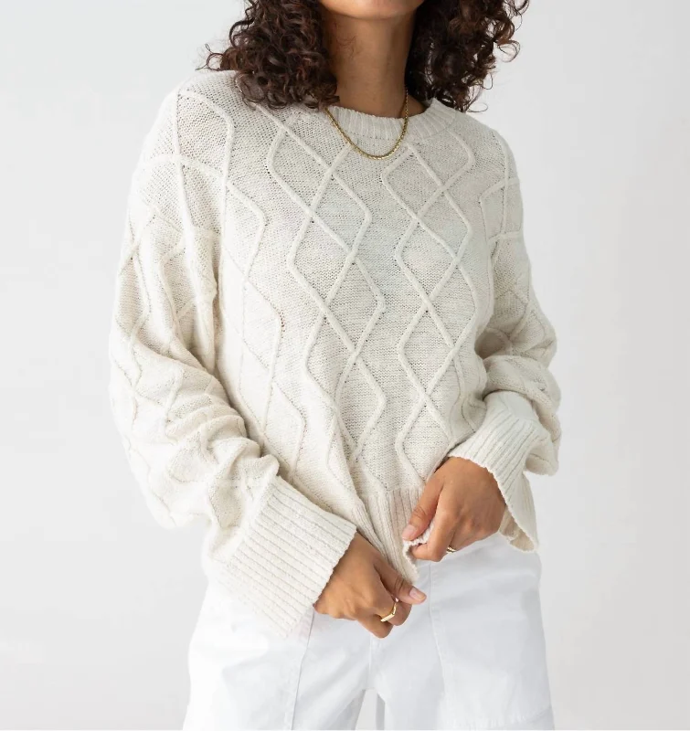 Coastal Cable Sweater In Chalk