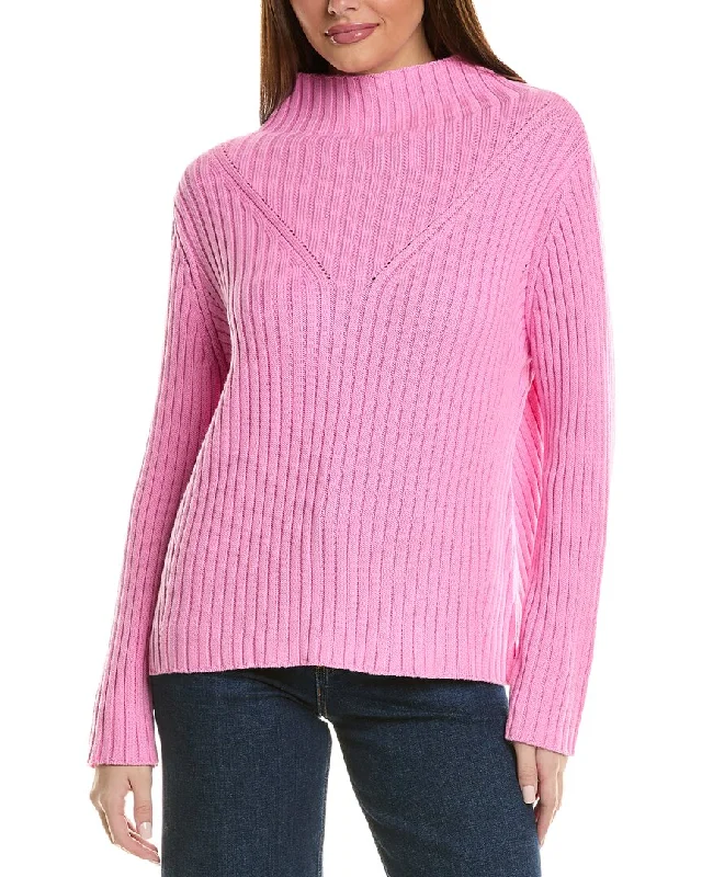 Hannah Rose Chunky Rib Funnel Neck Cashmere-Blend Sweater