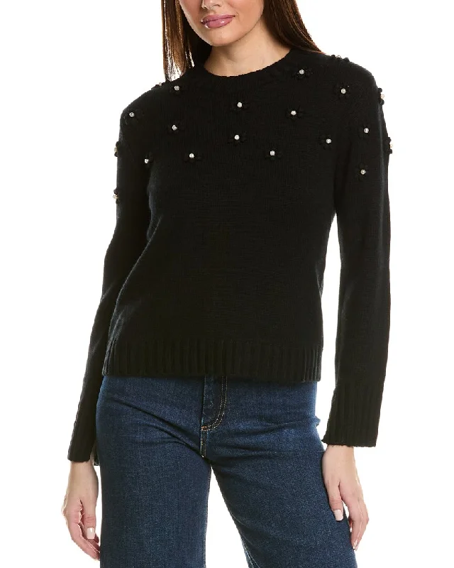 Hannah Rose Pearl Bobble Cluster Wool & Cashmere-Blend Sweater