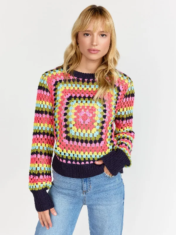 Dreamers by Debut Long-Sleeve Rainbow Granny Crochet Sweater - Brands We Love