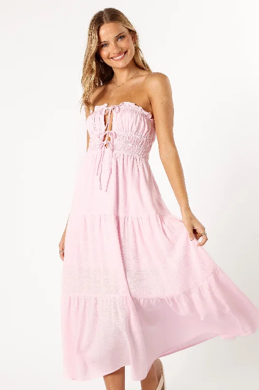 Iris Strapless Midi Dress - Pink