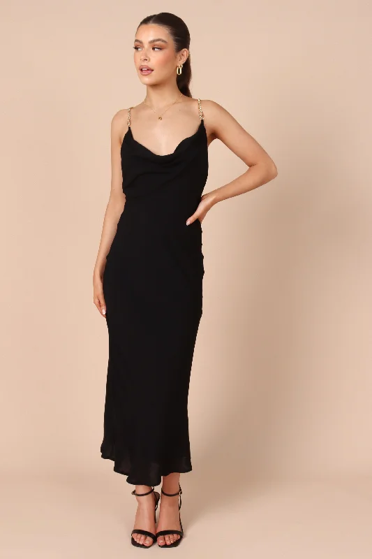 Khaleesi Slip Midi Dress - Black