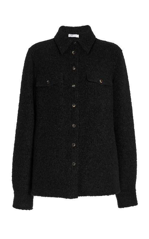 John Austin Shirt in Black Recycled Cashmere Boucle