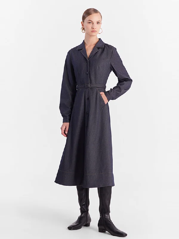 Worsted Wool Maxi Collared Dress