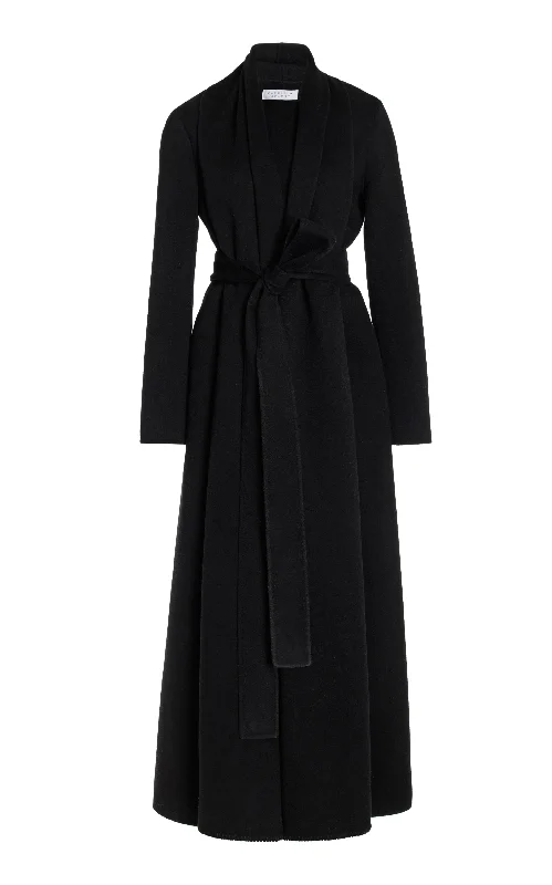 Raay Coat in Black Double-Face Recycled Cashmere