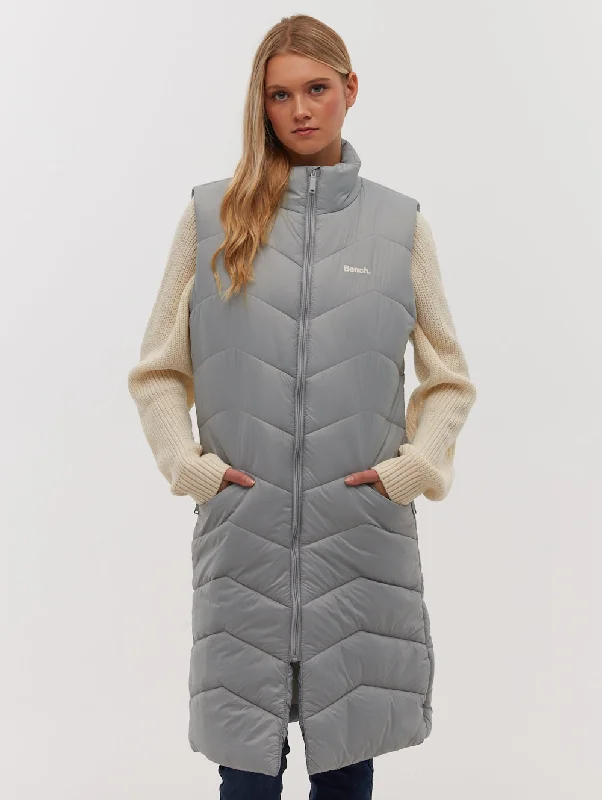 Torra Chevron Quilted Maxi Vest