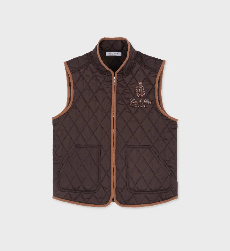 Vendome Quilted Riding Vest - Chocolate/Tan