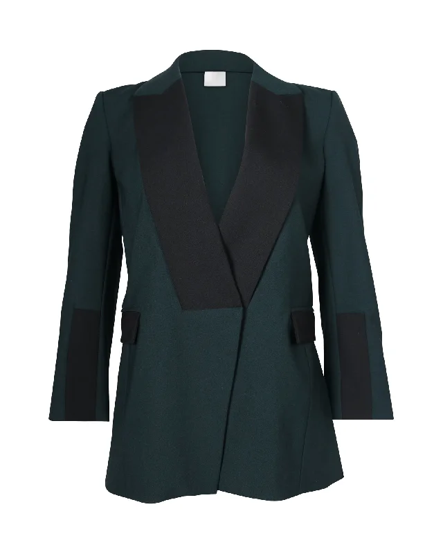 Dion Lee Two-Toned Blazer in Forest Green and Black Polyester