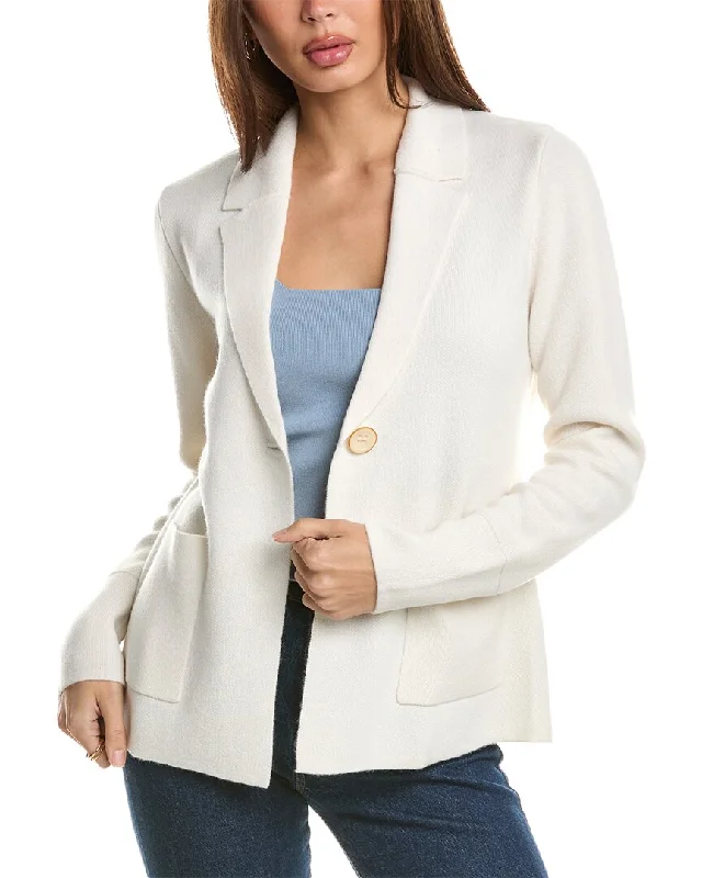 Forte Cashmere Doubleknit Notch Collar Cashmere Cardigan Blazer