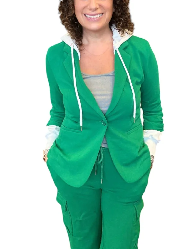 French Terry Blazer With Hoodie In Green