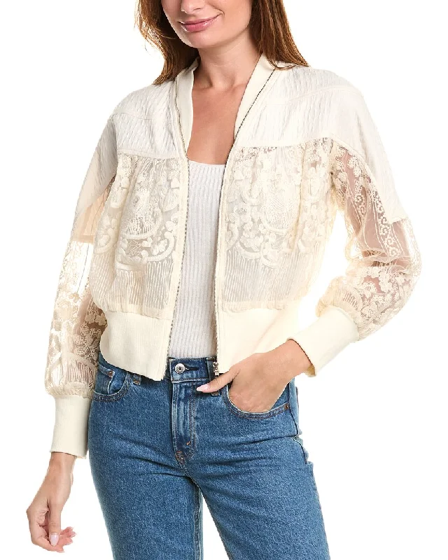 Gracia Patchwork Lace Embroidered Zip-Up Jacket