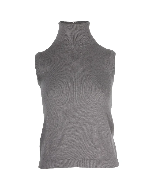 Hermes Sleeveless Turtleneck Top in Grey Cashmere (Top Only)