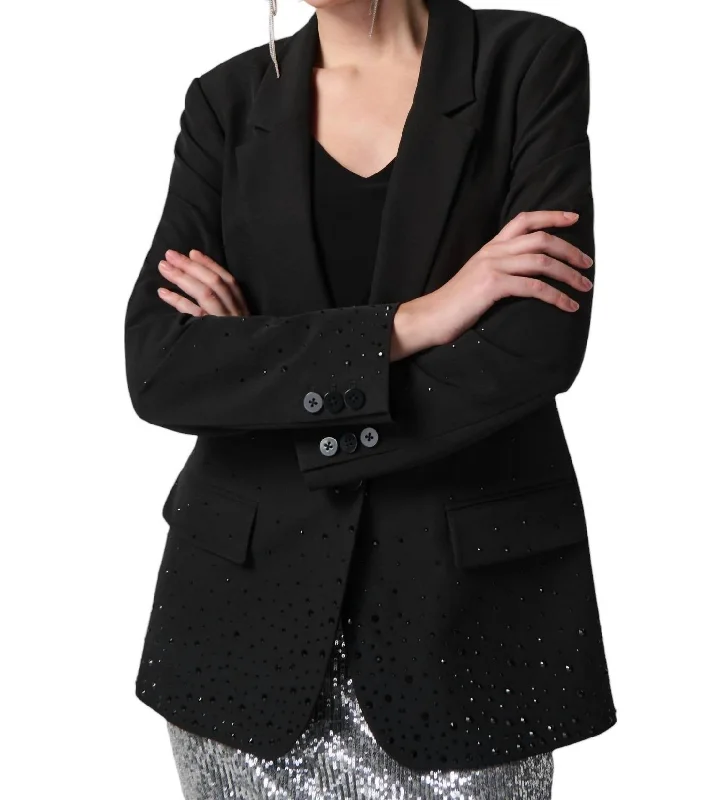 Hip-Length Formal Blazer In Black