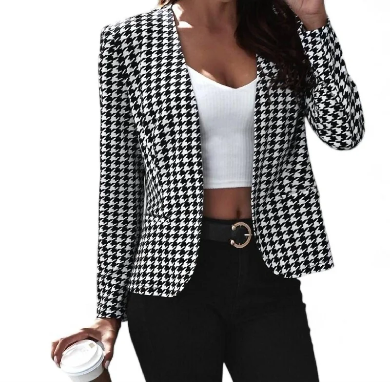 Houndstooth Blazer In Black & White