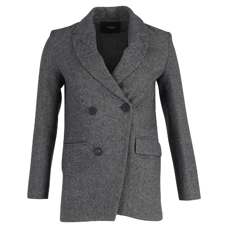 Maje Women's Double-Breasted Blazer in Grey Wool