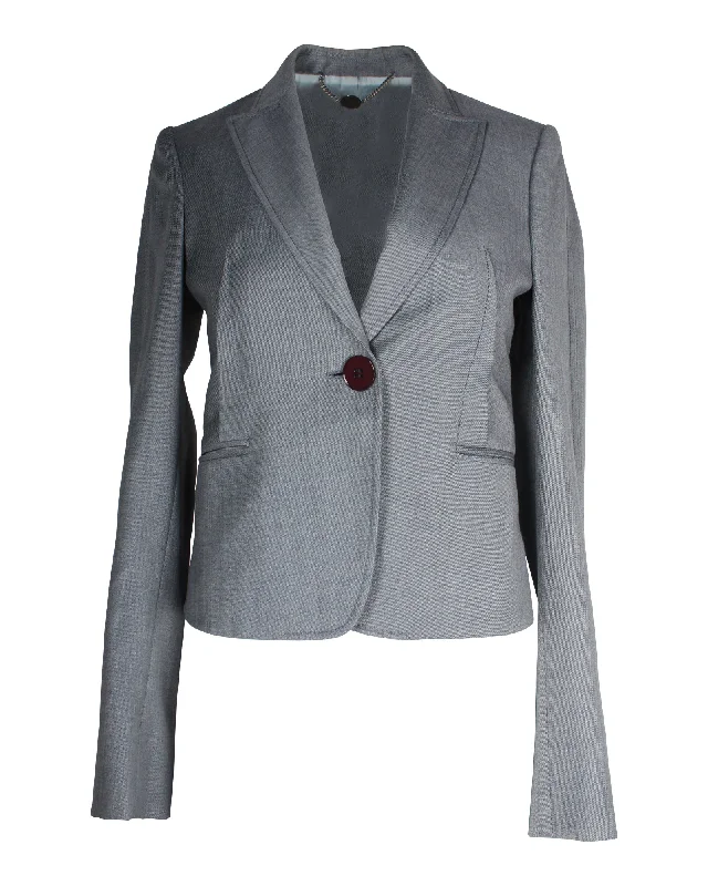 Stella McCartney Single-Breasted Blazer in Blue Grey Wool